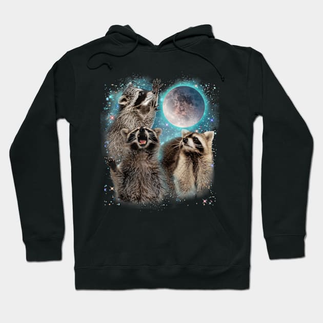 3 Racoon Moon Howling Raccoon Head Funny For Men, Women, Kid T-Shirt Hoodie by YolandaRoberts